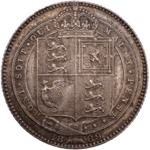 1889 Queen Victoria Jubilee Head Shilling Choice About Uncirculated
